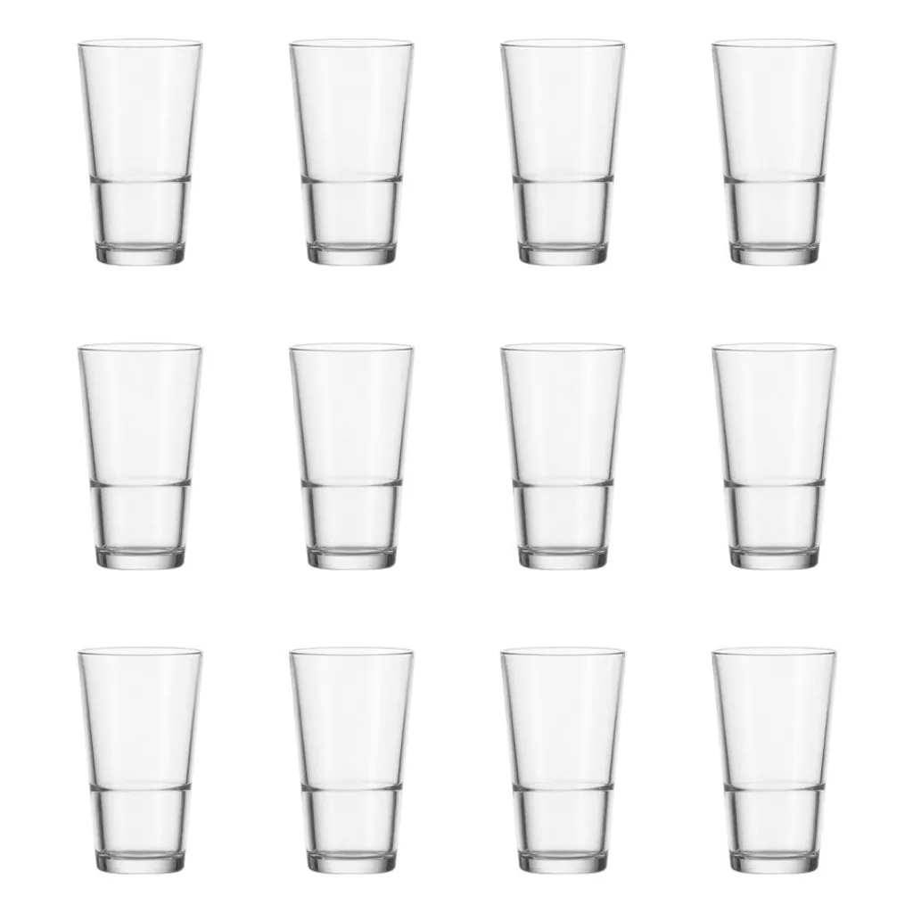 Leonardo Event Stapelbecher 12er Set, Longdrinkglas, Trinkglas, Wasserglas, Glas, 330 ml, 61700